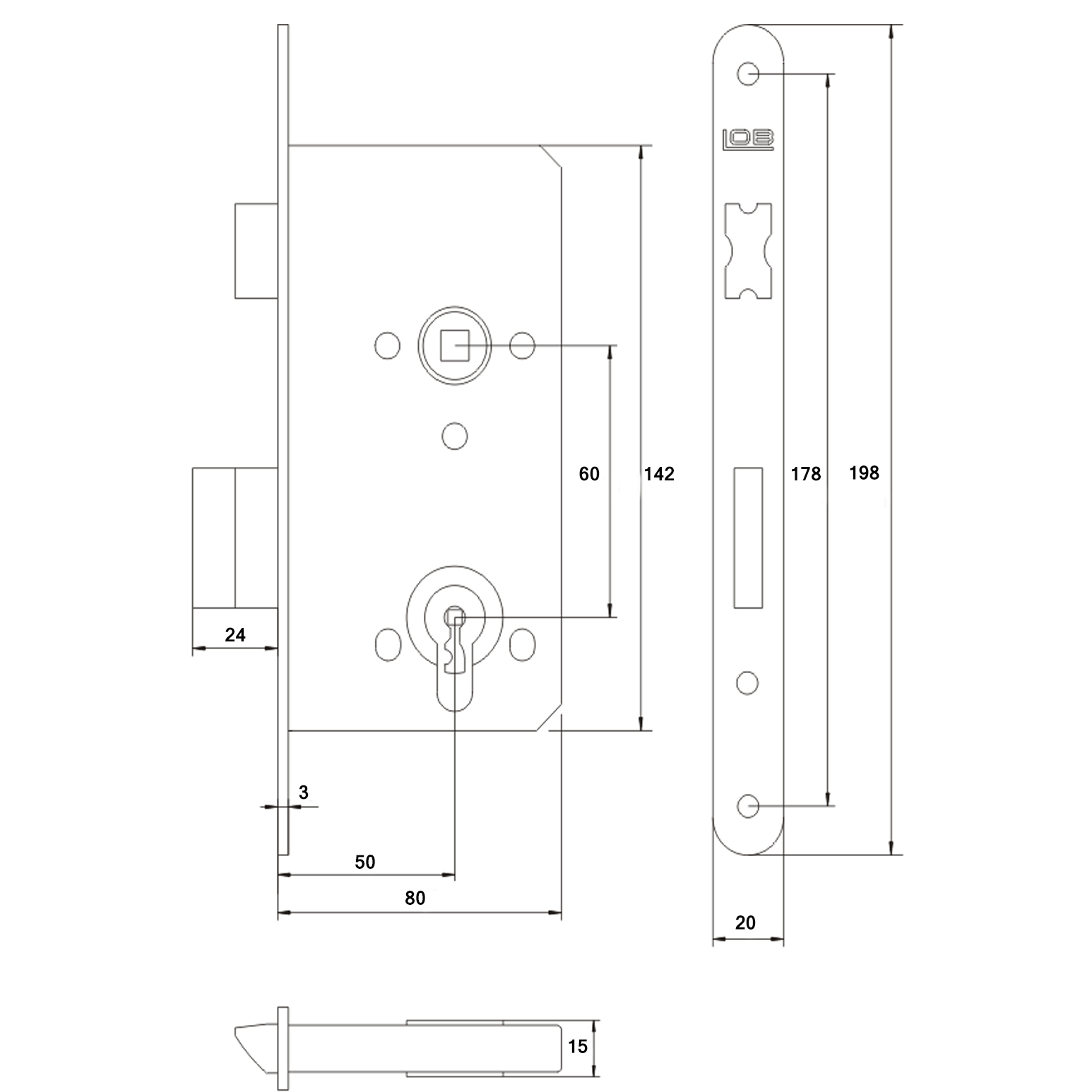 Схема устройства врезного дверного замка