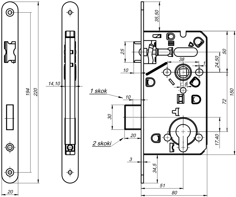 чертеж замка z7504b
